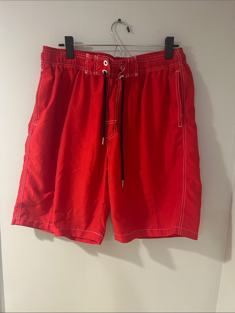 Men's Red Swim Trunks with Drawstring